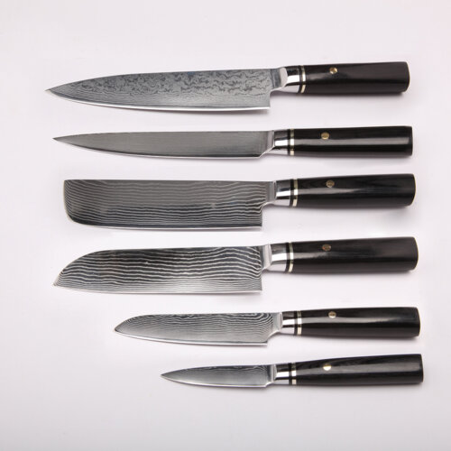 SXL-7 Damascus Knife - Ultra Sharp Asian Knife Japanese Chef Knife - German HC Stainless Steel VG10  - Ergonomic Pakkawood Handle, Best Choice for Home Kitchen, Black | Red