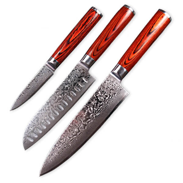 SXL-8 Kitchen Knife Set | Precious Red Pakkawood Handle for Chef Knife Set, German Stainless Steel Knife Set, Ultra Sharp Full Tang Forged