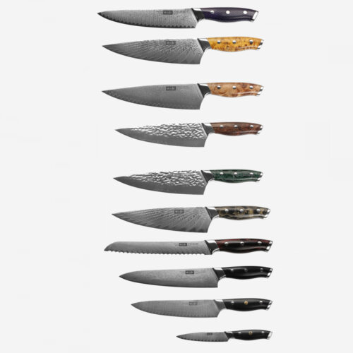 SXL-9 Professional Damascus Knife with High Carbon Japanese 67 Layers VG-10 Damascus Stainless Steel, Ergonomic stabilized wood Handle and Beautiful Tiny Wave Blade Pattern