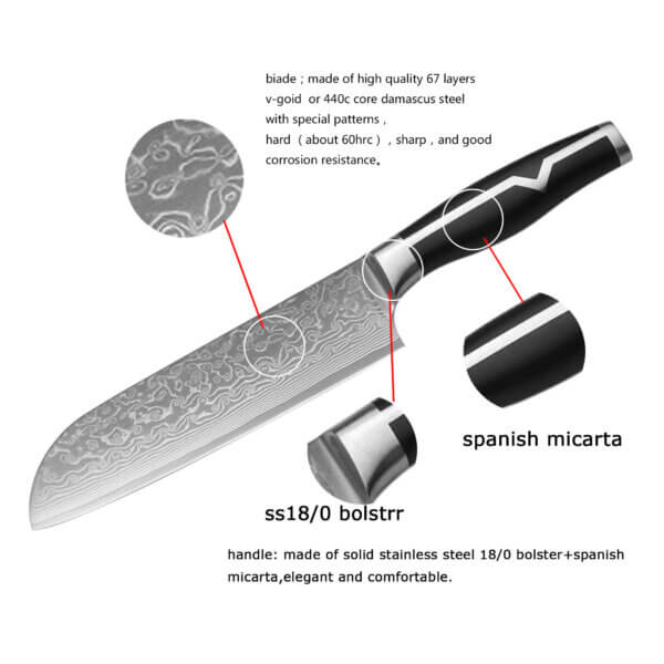 SXL-6 Germany 6-Piece Chef's Knife Set, ABS or POM Ergonomically Designed handle, Professional Grade Chef Knives, Great addition to any kitchen