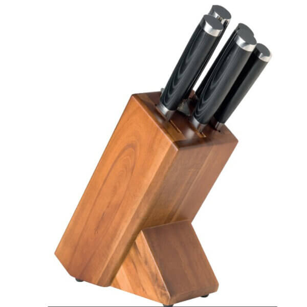 knife block SXL-1 damascus steel chef kitchen knife set with black micarta handle, most traditional and classical handle style