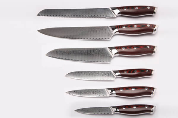 set-1 (3) SXL-9 Professional Damascus Knife with High Carbon Japanese 67 Layers VG-10 Damascus Stainless Steel, Ergonomic stabilized wood Handle and Beautiful Tiny Wave Blade Pattern