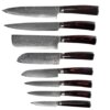 SXL-2 Professional 8 Piece Cooking Kitchen Chef Knife Set Coffee Color Pakkawood Handles