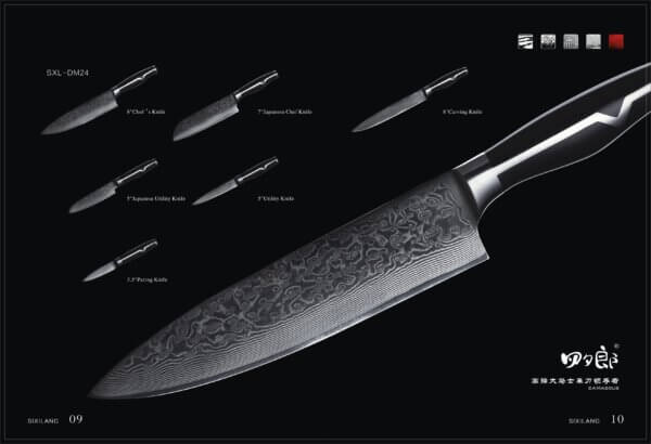 SXL-6 Germany 6-Piece Chef's Knife Set, ABS or POM Ergonomically Designed handle, Professional Grade Chef Knives, Great addition to any kitchen