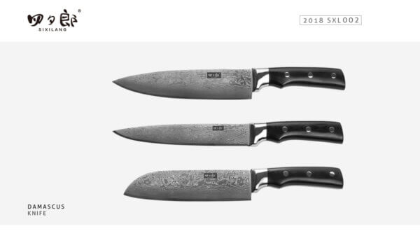 2019 product catalog-43 SXL-14 Kitchen Damascus Knife Set, 8-Piece Kitchen Knife Set, Non-slip G10 Ergonomic Triple Rivet Handle