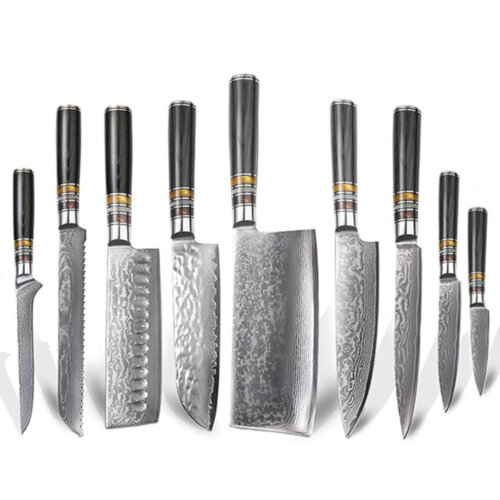 SXL-22 Damascus Chefs Knife set Japanese VG10 Kitchen Knife Sharpest 67-Layer High Carbon Stainless Steel knife, Pro Cooking Knife, resin with aluminium mesh handle