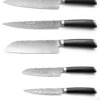 SXL-15 Damascus Knife Set I Professional Kitchen Knives made of Japanese Damascus Steel VG10 Chef Knife Set with black Micarta Handle in Gift Box