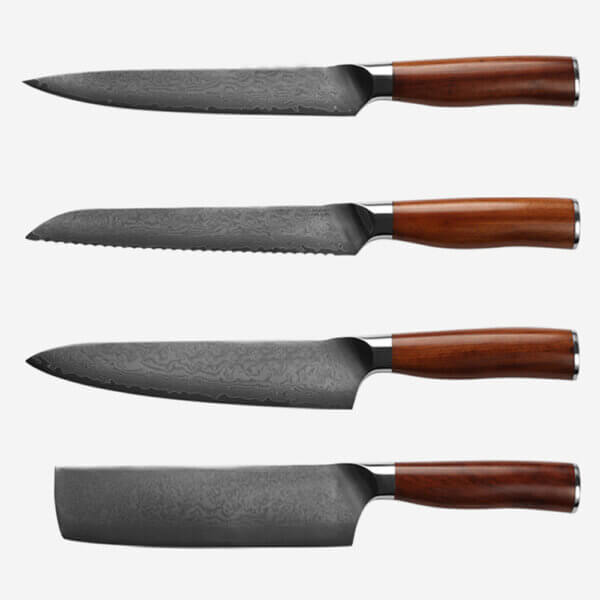 SXL-12 (4) SXL-12 Kitchen Damascus Knife Set, 7-Piece Kitchen Knife Set, rosewood Ergonomic Handle for Chef Knife Set