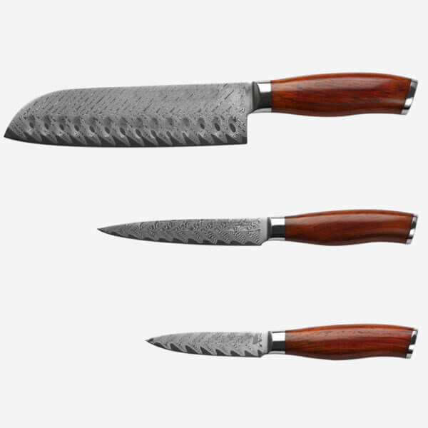 SXL-12 (5) SXL-12 Kitchen Damascus Knife Set, 7-Piece Kitchen Knife Set, rosewood Ergonomic Handle for Chef Knife Set