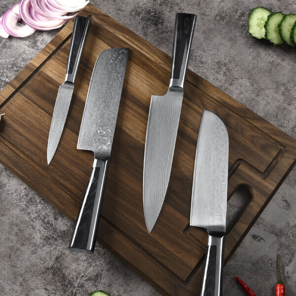 SXL-16 (6) SXL-16 Damascus Chef & Santoku Knife- Razor Sharp Kitchen Knife Made of Damascus VG-10 Steel with Full Tang Solid Handle-Professional Japanese Chef's Meat Knife