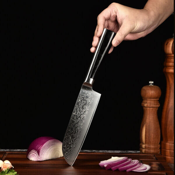 SXL-16 (8) SXL-16 Damascus Chef & Santoku Knife- Razor Sharp Kitchen Knife Made of Damascus VG-10 Steel with Full Tang Solid Handle-Professional Japanese Chef's Meat Knife