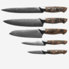 SXL-17 5PC Kitchen Knives Set-Durable, Vacuum Heat Treated Damascus Steel- High Carbon Japanese Steel-Slicer, Chef, Santoku, Utility and Paring Knife-Figured Sycamore Wood Handle