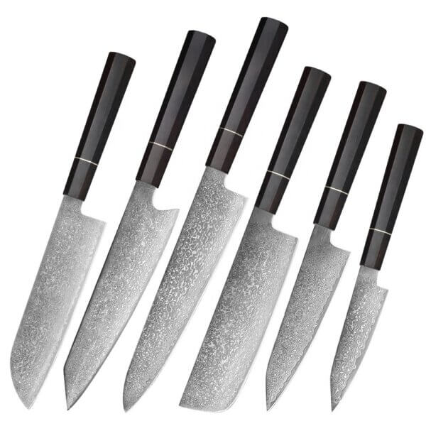SXL-21 New arrival Damascus Chef Knife, 6in | 7in | 8 In | 9in Japanese VG10 67-Layers Profession High Carbon Stainless Steel Sharp Kiritsuke Gyuto Knife, Ergonomic Black Ebony Wood Grain Handle with Gift Box
