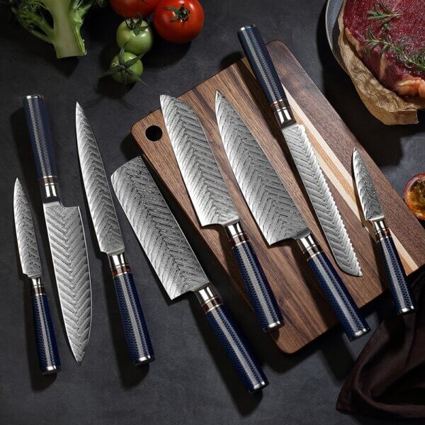 SXL-22 Damascus Chefs Knife set Japanese VG10 Kitchen Knife Sharpest 67-Layer High Carbon Stainless Steel knife, Pro Cooking Knife, resin with aluminium mesh handle