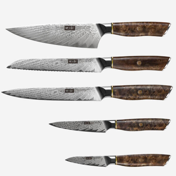 SXL-24 Newest professional kitchen knife sets damascus chef knife set knives tools with sandalwood handle