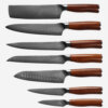 sandalwood 红贵宝 SXL-12 Kitchen Damascus Knife Set, 7-Piece Kitchen Knife Set, rosewood Ergonomic Handle for Chef Knife Set