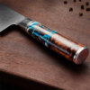 2 SXL-28 OEM Damascus Kitchen Knife Set with Stabilized Yellow Wood & Dark Green Resin Handle