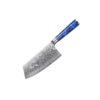 7.5in cleaver SXL-32 Premium Damascus Kitchen Knife Set with Stabilized Wood & Sky Blue Resin Handles