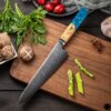 H57fea3c4c12f40aeb44eac512ce77fec1 SXL-29 Premium Damascus Kitchen Knife Set with Stabilized Wood & Sapphire Blue Resin Handles