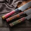 SXL-31 Premium Damascus Kitchen Knife Set with Multicolor Stabilized Wood Handles