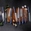 H8207210d299e4b999977078a080f98cbL SXL-32 Premium Damascus Kitchen Knife Set with Stabilized Wood & Sky Blue Resin Handles