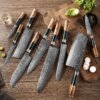 Hecc456e261b8435fb57b00ad3f9f3071E SXL-30 Heritage Damascus Knife Set with Stabilized Wood & Resin Handles