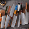 SXL-31 Premium Damascus Kitchen Knife Set with Multicolor Stabilized Wood Handles