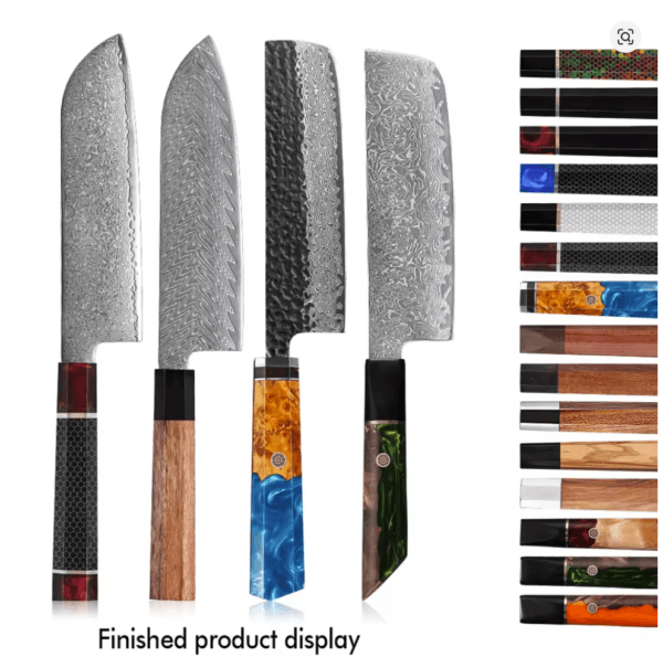 SXL-31 Premium Damascus Kitchen Knife Set with Multicolor Stabilized Wood Handles