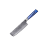 nakiri SXL-32 Premium Damascus Kitchen Knife Set with Stabilized Wood & Sky Blue Resin Handles
